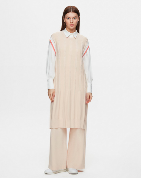 Saç Örgü Somon Renk Süveter - 1