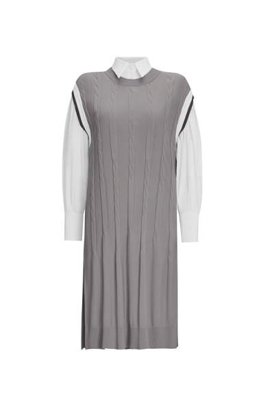 T25Y-1000 Saç Örgüsü Süveter 1179-GREY - 1