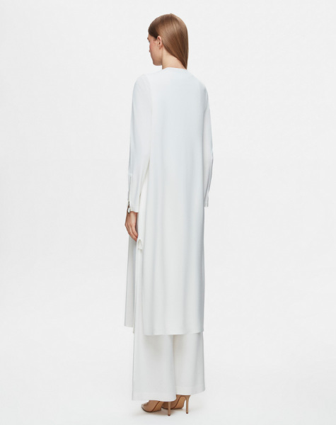 Temiz Kesim Fermuarlı Triko Ekru Yelek - 3