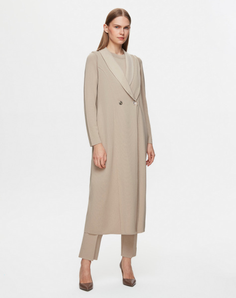 T25Y-1002 Cupro Yaka Düğmeli Şık Yelek 1147-STONE - MISS DALIDA