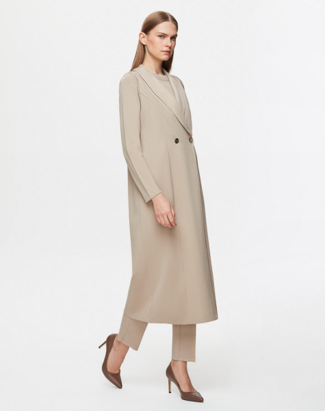 T25Y-1002 Cupro Yaka Düğmeli Şık Yelek 1147-STONE - MISS DALIDA (1)