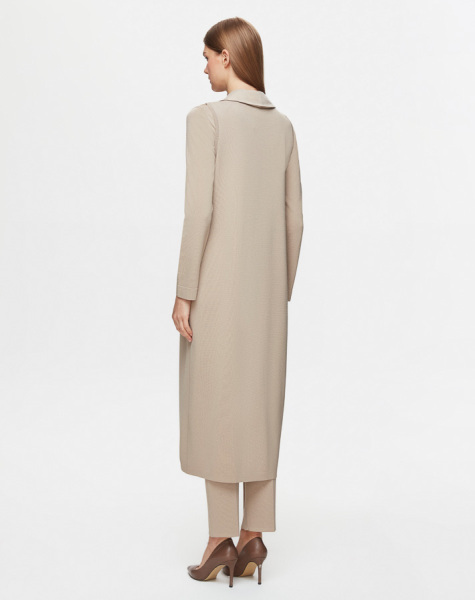 Cupro Yaka Düğmeli Şık Taş Rengi Yelek - 3