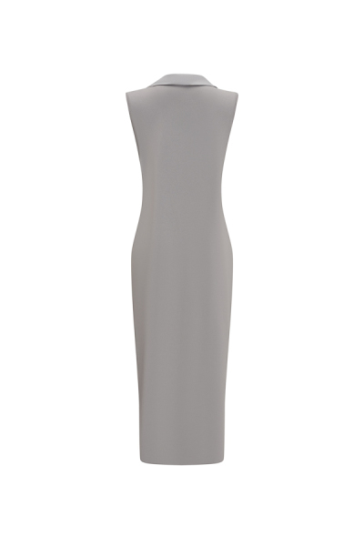 T25Y-1002 Cupro Yaka Düğmeli Şık Yelek 1179-GREY - 2