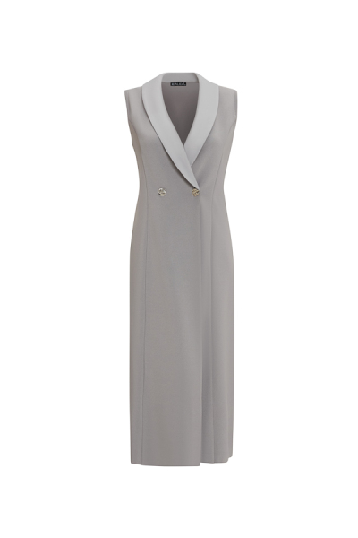 Cupro Yaka Düğmeli Şık Gri Yelek - 1