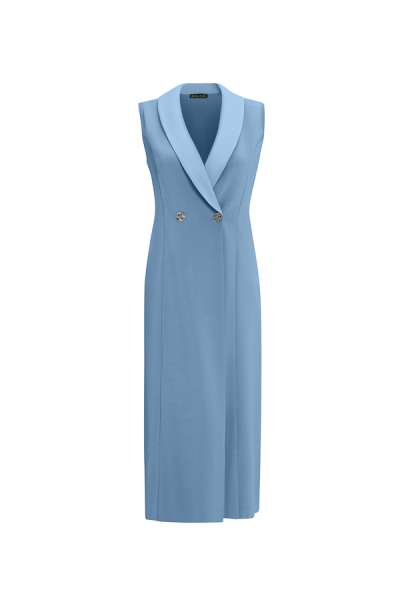 T25Y-1002 Cupro Yaka Düğmeli Şık Yelek 1186-BLUE - MISS DALIDA