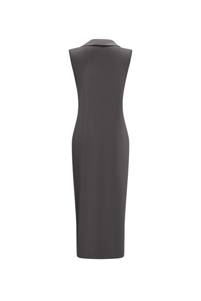 T25Y-1002 Cupro Yaka Düğmeli Şık Yelek 1318-ANTHRACITE - 2