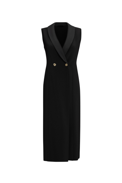 T25Y-1002 Cupro Yaka Düğmeli Şık Yelek BLACK - MISS DALIDA