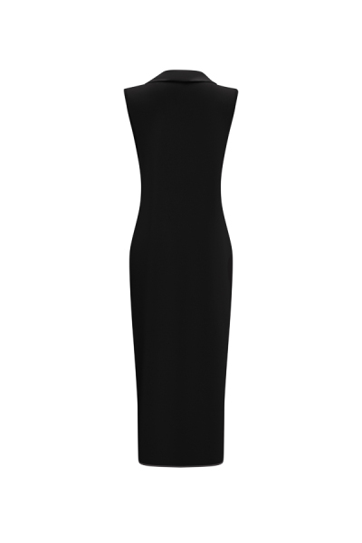 Cupro Yaka Düğmeli Şık Siyah Yelek - 2