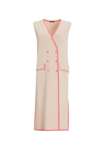 Cep Kapaklı Kruvaze Yaka Triko Somon Renk Yelek - 1