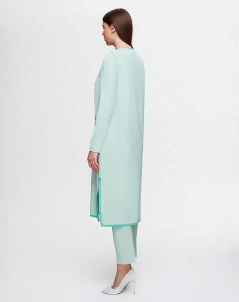 Cep Kapaklı Kruvaze Yaka Triko Açık Yeşil Yelek - 3