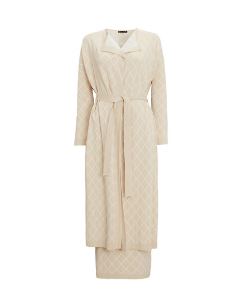 Baklava Dilimli Triko Taş Rengi Etek 