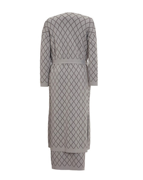 Baklava Dilimli Triko Gri Etek - MISS DALIDA (1)