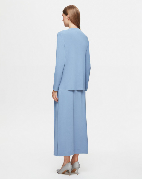 Önü Düğmeli Cep Kapaklı Triko Kloş 1112-LAVENDER Etek - 2