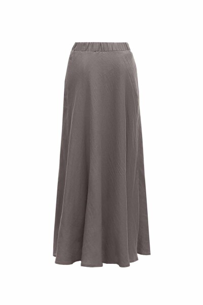 Düz Renk Keten Kloş Etek - 6