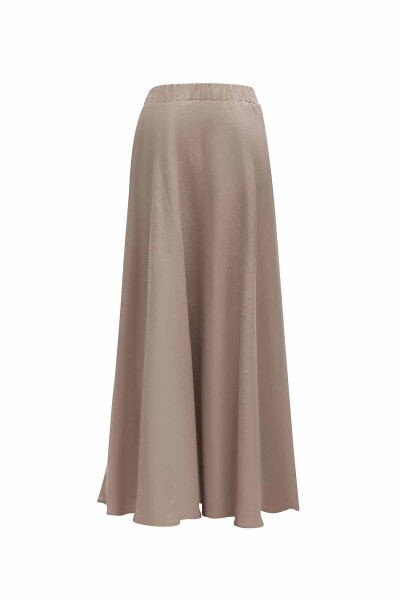 Düz Renk Keten Kloş Etek - 7