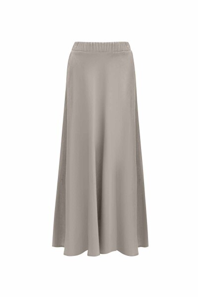 Solid Color Linen Flared Skirt - 1