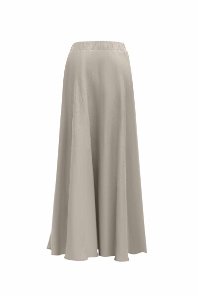 Solid Color Linen Flared Skirt - 2