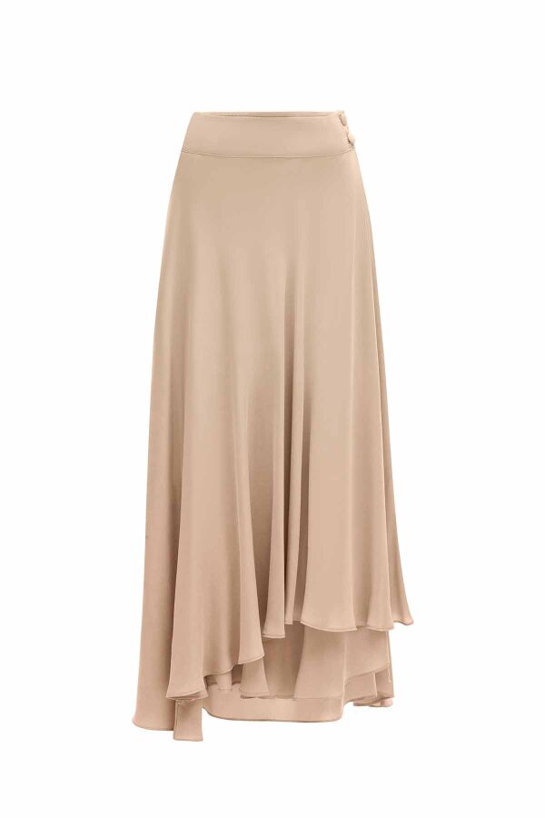 Asymmetric Cut Cupro Skirt - 3