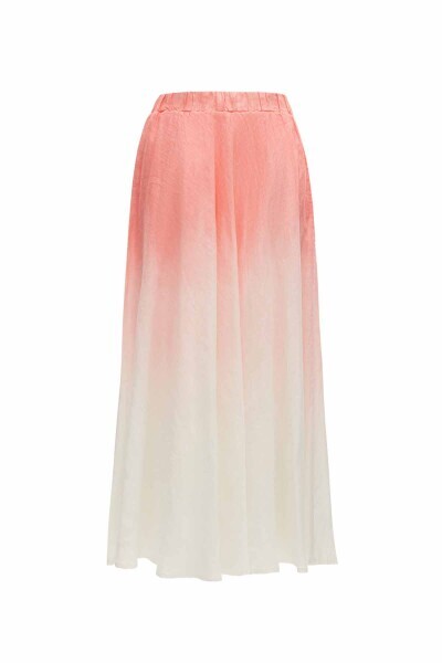 Batik Desenli Kloş Keten Mavi Etek - 5