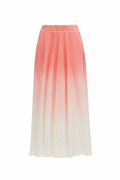 Batik Desenli Kloş Keten Mavi Etek - 6