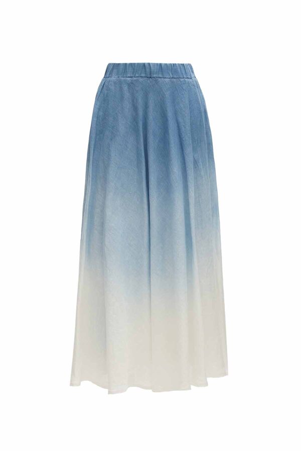 Batik Patterned Flared Linen Skirt - 1
