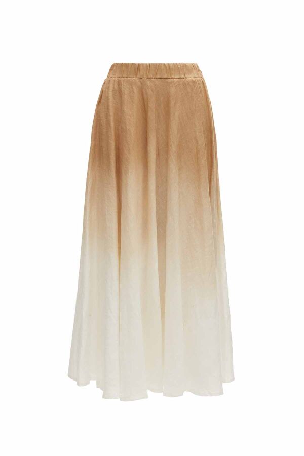 Batik Patterned Flared Linen Skirt - 3