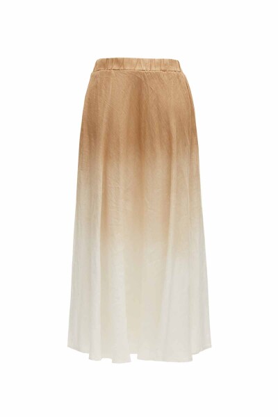 Batik Patterned Flared Linen Skirt - 4