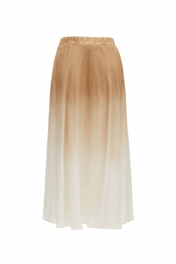 Batik Patterned Flared Linen Skirt - 4