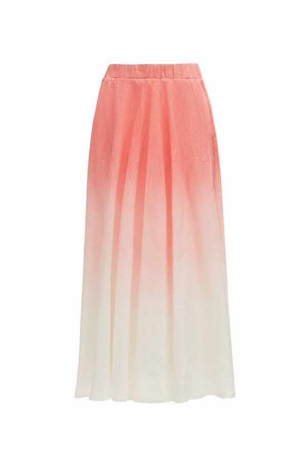 Batik Patterned Flared Linen Skirt - 6