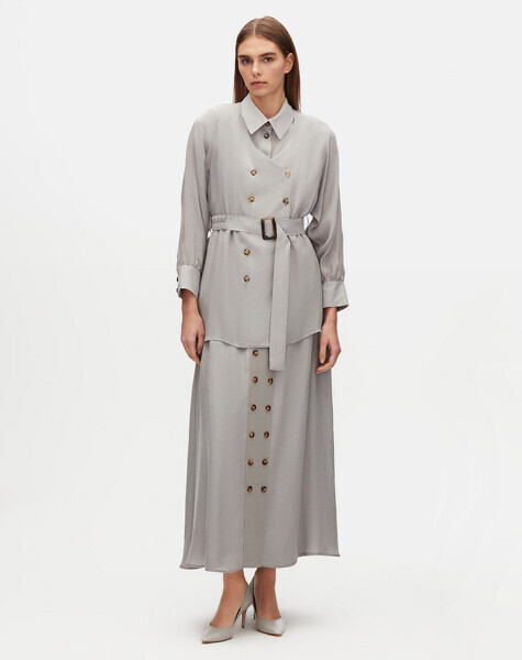 Buttoned Front Cupro Skirt - 3