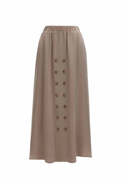 Buttoned Front Cupro Skirt - 12