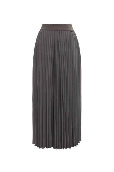 T25Y-2014 Düz Renk Plise Şifon Etek 1318-ANTHRACITE - 1