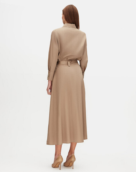 T25Y-2015 Beli Kuşaklı Rahat Kesim Kumaş Etek CAMEL - MISS DALIDA (1)