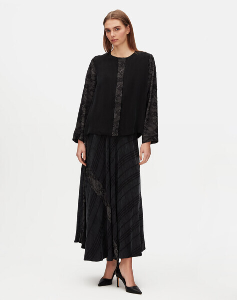 Lace Detailed Jacquard Cupro Skirt - MISS DALIDA