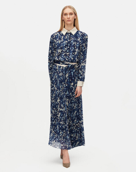 Knitted Elastic Patterned Chiffon Skirt - 1