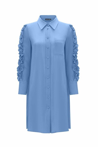 Cupro Shirt with Ruffled Sleeves 