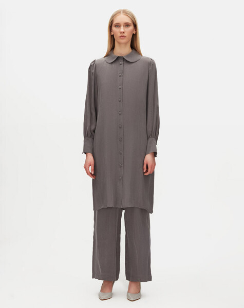 Baby Collar Balloon Sleeve Cupro Tunic - MISS DALIDA