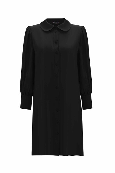 T25Y-3001 Bebe Yaka Balon Kollu Cupro Tunik BLACK - 1