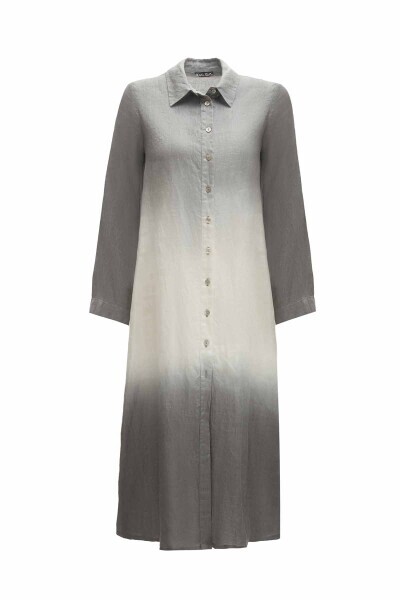 T25Y-3003 Batik Desenli Keten Gömlek GREY - 2