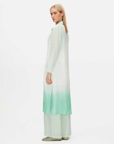 Batik Desenli Keten Açık Yeşil Gömlek - 3