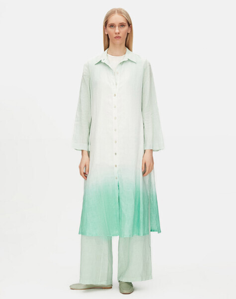 T25Y-3003 Batik Desenli Keten Gömlek LIGHT MINT 