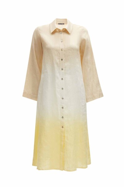 Batik Desenli Keten Taş Rengi Gömlek - 1