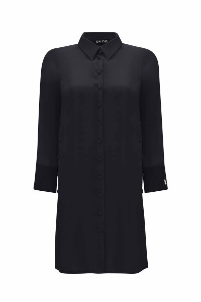 Cupro Long Shirt with Side Buttons - 1