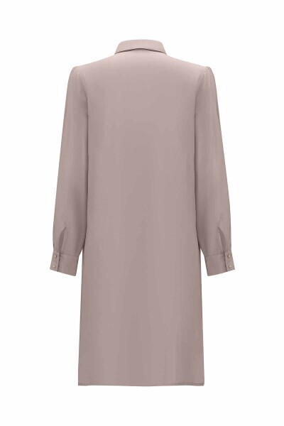 Taş Detaylı Cupro Vizon Gömlek - 2