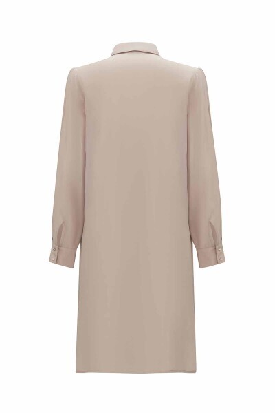 Taş Detaylı Cupro Taş Rengi Gömlek - 2