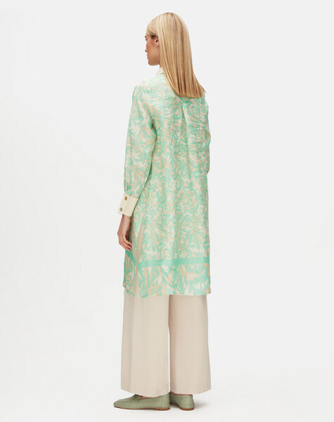 Sedef Düğmeli Desenli Keten BUTTER Gömlek - 3