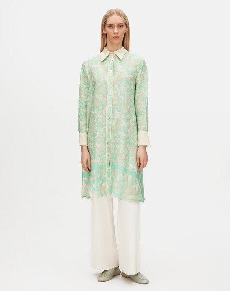 Mother-of-pearl Buttoned Patterned Linen Shirt - MISS DALIDA