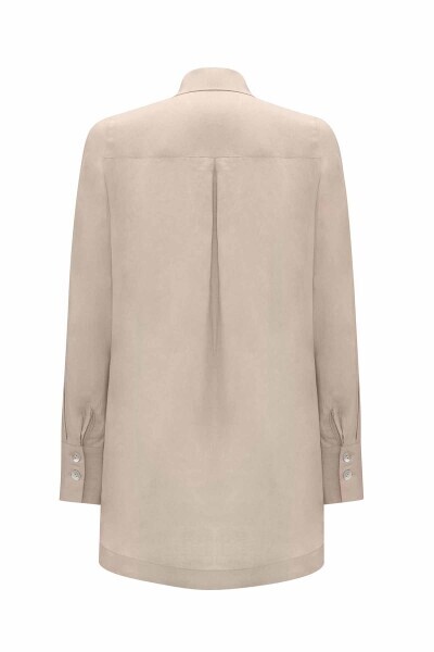 Pearl Buttoned Solid Color Linen Shirt - MISS DALIDA (1)