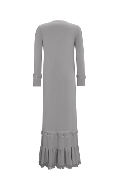 T25Y-4000 Püskül Detaylı Triko Uzun Elbise 1179-GREY - MISS DALIDA (1)