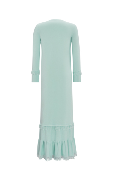 Püskül Detaylı Triko Uzun Açık Yeşil Elbise - 2